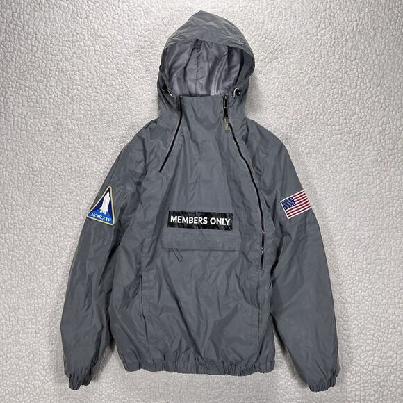 Members Only Other - Members Only Pullover Windbreaker Men’s Small Silver Reflective NASA USA Patch